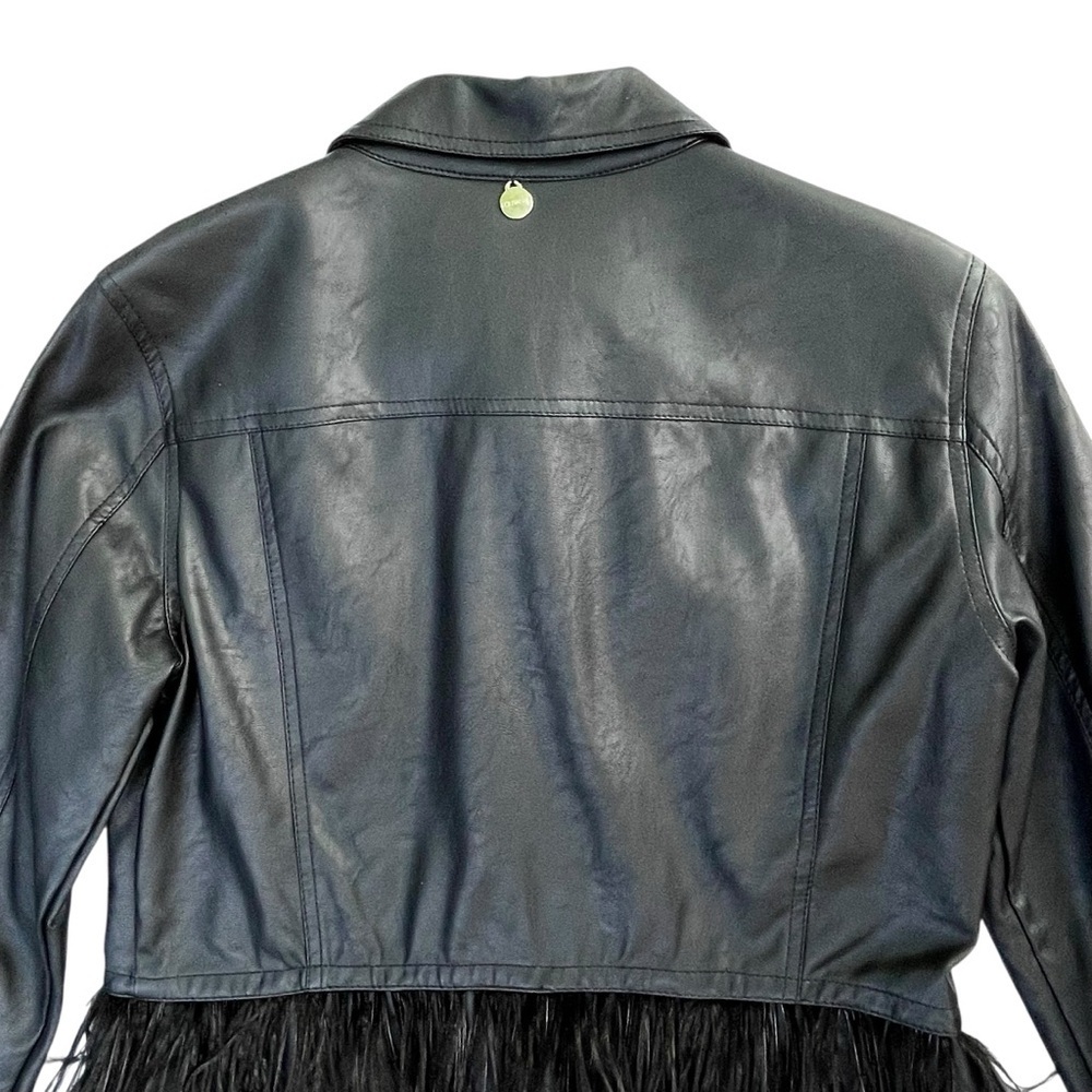 Lolitas&Lolos Black Cropped Leatherette Jacket S Feathers Snap Button Cute Goth - Picture 5 of 16